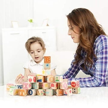 Joqutoys 26 pcs ABC Wooden Blocks for Toddlers