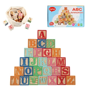 Joqutoys 26 pcs ABC Wooden Blocks for Toddlers
