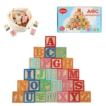 Joqutoys 26 pcs ABC Wooden Blocks for Toddlers
