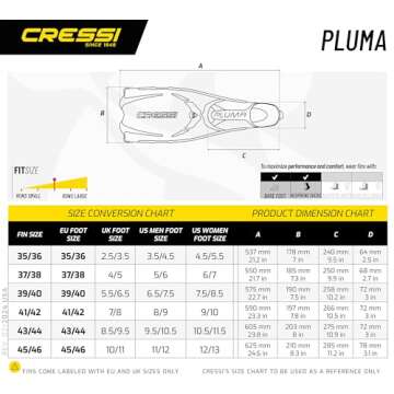 Cressi Pluma Fins - Lightweight Snorkeling and Diving Gear