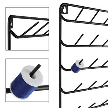 YBING Thread Holder Wall 2 Pack 54 Spools Thread Rack Wall Mount Embroidery Spool Thread Organizer Metal Sewing Thread Organizer with Hanging Tools for Quilting Black