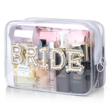 Etercycle Bride Clear Makeup Bag - Bridal Shower Engagement Travel Organizer