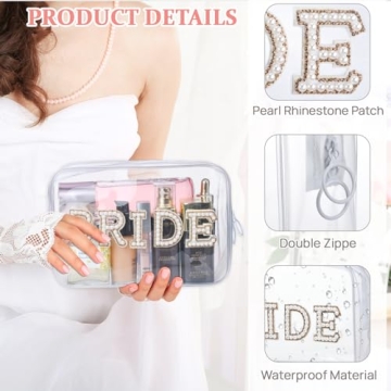 Etercycle Bride Clear Makeup Bag for Brides and Bachelorette Parties