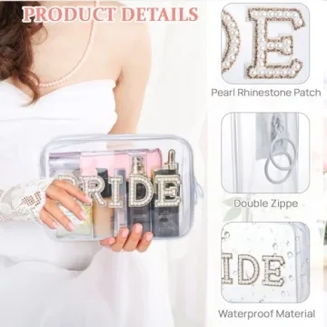 Etercycle Bride Clear Makeup Bag for Brides and Bachelorette Parties