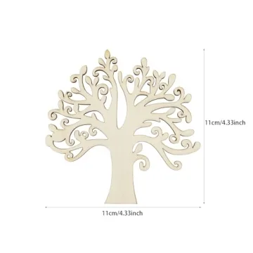 20 Pack Unfinished Wooden Family Tree Cutouts for Crafting
