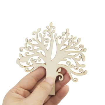 20 Pack Unfinished Wooden Family Tree Cutouts for Crafting