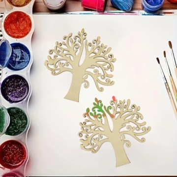 20 Pack Unfinished Wooden Family Tree Cutouts for Crafting