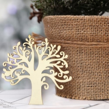 20 Pack Unfinished Wooden Family Tree Cutouts for Crafting