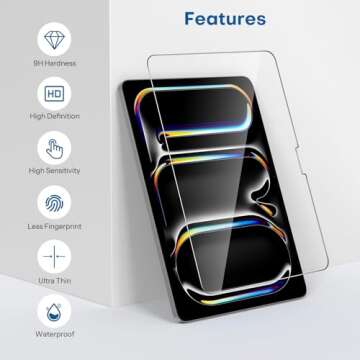 SPARIN Screen Protector for iPad Pro 11 Inch 2024 M4 (5th Generation), 2 Pack Tempered Glass Film Guard for iPad Pro 11, Alignment frame, Case Friendly, Apple Pencil Pro Compatible