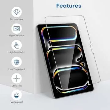 SPARIN Screen Protector for iPad Pro 11 Inch 2024 M4 (5th Generation), 2 Pack Tempered Glass Film Guard for iPad Pro 11, Alignment frame, Case Friendly, Apple Pencil Pro Compatible