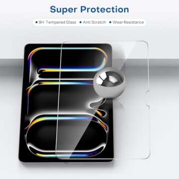 SPARIN Screen Protector for iPad Pro 11 Inch 2024 M4 (5th Generation), 2 Pack Tempered Glass Film Guard for iPad Pro 11, Alignment frame, Case Friendly, Apple Pencil Pro Compatible