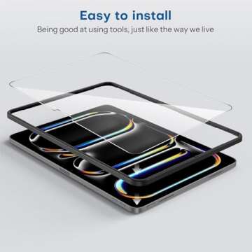 SPARIN Screen Protector for iPad Pro 11 Inch 2024 M4 (5th Generation), 2 Pack Tempered Glass Film Guard for iPad Pro 11, Alignment frame, Case Friendly, Apple Pencil Pro Compatible