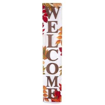 Autumn Welcome Sign with Fall Leaves for Front Door