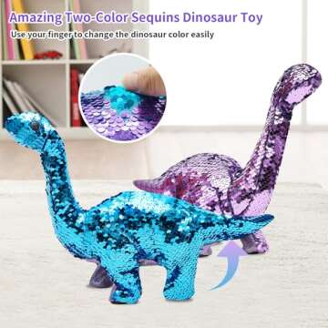 Monealpis Dinosaur Toys for Girls - Sequin Walking Dinosaur Toy with Remote, Roar, Sing, Walk, and R...