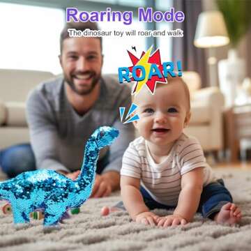 Monealpis Dinosaur Toys for Girls - Sequin Walking Dinosaur Toy with Remote, Roar, Sing, Walk, and Repeat Features, Dinosaur Toy Gift for Kids, Toddlers, Birthday, Christmas, Easter