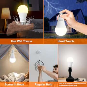 Rechargeable Emergency LED Bulb JackonLux Multi-Function Battery Backup Emergency Light For Power Outage Camping Outdoor Activity Hurricane 9W 850LM 60W Equivalent Soft White 3000K E26 120 Volt 2 Pack