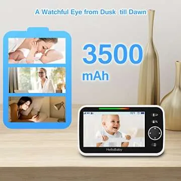HelloBaby Monitor with Camera and Audio, 5'' Screen with 16-Hour Video Streaming, Remote Pan-Tilt-Zoom Camera, Two-Way Talk, VOX Mode, Auto-Night Vision, Range up to 960ft and No WiFi