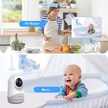 HelloBaby Monitor with Camera and Audio, 5'' Screen with 16-Hour Video Streaming, Remote Pan-Tilt-Zoom Camera, Two-Way Talk, VOX Mode, Auto-Night Vision, Range up to 960ft and No WiFi