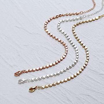 Tasiso Cute Dot Link Bracelets 18k Gold Plated Minimal Bracelet for Women Dainty Handmade Simple Tiny Dot Bracelets Christmas Gift