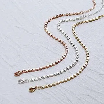 Tasiso Cute Dot Link Bracelets 18k Gold Plated Minimal Bracelet for Women Dainty Handmade Simple Tiny Dot Bracelets Christmas Gift