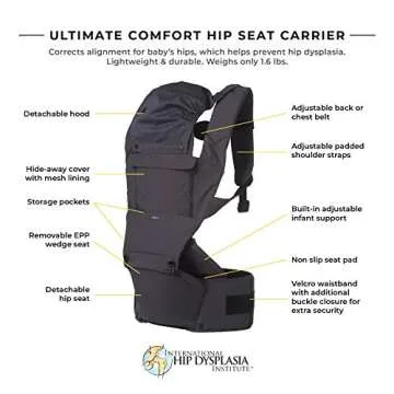 ÉCLEVE Pulse Ultimate Comfort Hip Seat Baby Carrier – Award-Winning 9 Position Front & Back Carry...