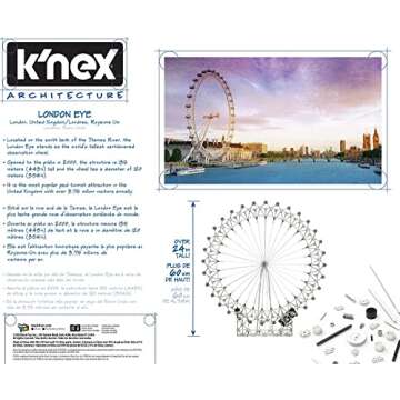 K'NEX Architecture: London Eye Ferris Wheel - Build IT Big - Collectible Building Set for Adults & Kids 9+ with Motorized Movement - New - 1,861 Pieces - 2 Feet Tall - (Amazon Exclusive)