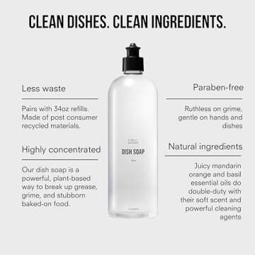 Public Goods Natural Dish Soap | Kitchen Soap | Plant-Based & Vegan Friendly | Clear Dish Detergent Liquid | Concentrated Formula | Made in USA | Mandarin Basil | 16 Fl Oz