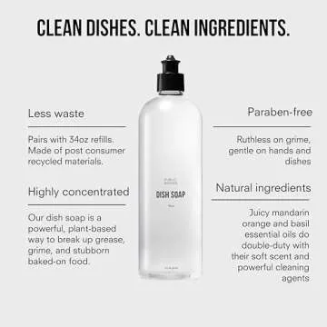 Public Goods Natural Dish Soap | Kitchen Soap | Plant-Based & Vegan Friendly | Clear Dish Detergent Liquid | Concentrated Formula | Made in USA | Mandarin Basil | 16 Fl Oz