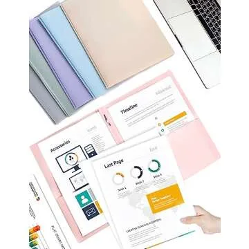 SUNEE 3-Prong Plastic Folders - 6 Pack in Pastel Colors