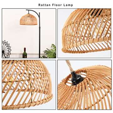QIYIZM Rattan Floor Lamp for Adjustable Boho Lighting