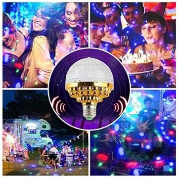 2PC Colorful Disco Rotating Magic Ball Light Bulb,Crystal Magic Ball Sockets, New Colorful Rotating Magic Ball Light,Thanksgiving Christmas Dance Party Stage Light(Universal Socket), Blue,Green,Red