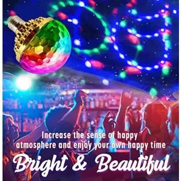 2PC Colorful Disco Rotating Magic Ball Light Bulb,Crystal Magic Ball Sockets, New Colorful Rotating Magic Ball Light,Thanksgiving Christmas Dance Party Stage Light(Universal Socket), Blue,Green,Red