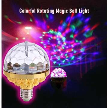 2PC Colorful Disco Rotating Magic Ball Light Bulb,Crystal Magic Ball Sockets, New Colorful Rotating Magic Ball Light,Thanksgiving Christmas Dance Party Stage Light(Universal Socket), Blue,Green,Red