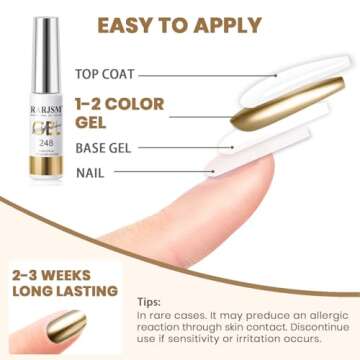 RARJSM Metallic Gel Liner Nail Art Silver Bronze Gold 2pcs Set Mirror Chrome 3D Effect Gel Nail Polish 8ml Build in Thin Brush Metal Painted Drawing Stripper Gel Polish Curing Requires for Home Salon