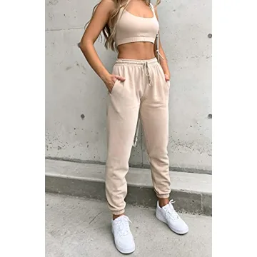 Waitfairy Women Sweatpants High-Waisted Comfort Joggers