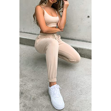 Waitfairy Women Sweatpants High-Waisted Comfort Joggers