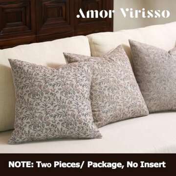 Amor Virisso Floral Throw Pillow Covers 24x24 Set of 2
