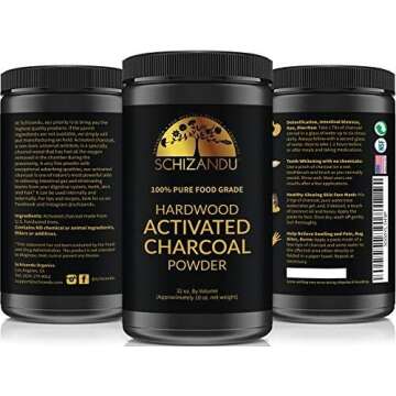 Activated Hardwood Charcoal Powder by Schizandu Vegan 100% | Supports Skin, Body, Teeth Whitening (Hardwood Charcoal Powder)