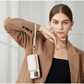 ZVE Crossbody Phone Case for iPhone 13 Pro Max - Beige