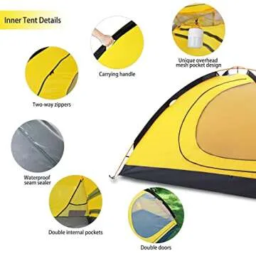 GEERTOP 2 Person Camping Tent Lightweight 4 Season Waterproof Double Layer All Weather Outdoor Survival Gear for Backpacking Hiking Travel - Easy Set Up