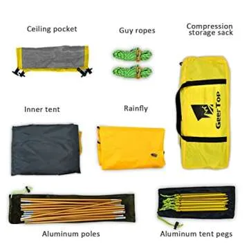 GEERTOP 2 Person Camping Tent Lightweight 4 Season Waterproof Double Layer All Weather Outdoor Survival Gear for Backpacking Hiking Travel - Easy Set Up