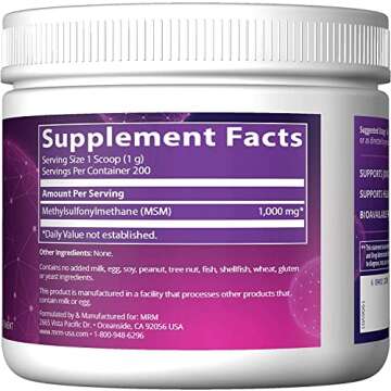 MRM Nutrition MSM Crystals | Methyl-sulfonyl-Methane Drink Mix | Joint Health | Hair + Skin + Nails ...