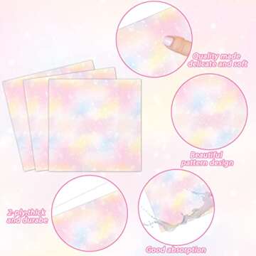 Tevxj 96PCS Pastel Rainbow Tableware Set Rainbow Birthday Dinnerware Disposable Plates Rainbow Cloud Party Plates Napkins Forks for Birthday Baby Shower Weddings Party Decorations Supplies 24 guests