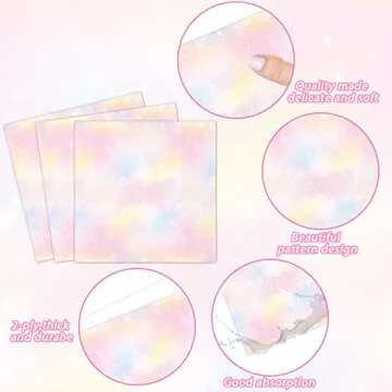 Tevxj 96PCS Pastel Rainbow Tableware Set Rainbow Birthday Dinnerware Disposable Plates Rainbow Cloud Party Plates Napkins Forks for Birthday Baby Shower Weddings Party Decorations Supplies 24 guests