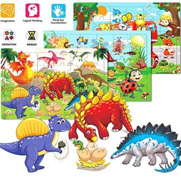 Wooden Jigsaw Puzzles for 3-5 Year Olds - Educational 30 Piece Set