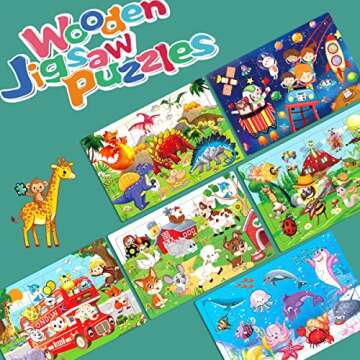 Colorful Wooden Jigsaw Puzzles for Kids aged 3-5
