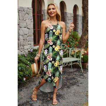 For G and PL Women Summer Resort Casual Hawaiian Sundress Loose Trendy Vacation Clothes Pineapple XL