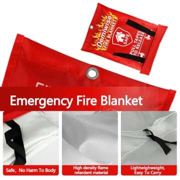 Demiwise 4-Pack Emergency Blankets - Thickened Fire Blanket Fire Suppression Blanket - Fire Blankets...