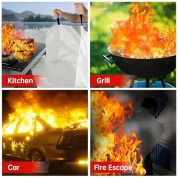 Demiwise 4-Pack Emergency Blankets - Thickened Fire Blanket Fire Suppression Blanket - Fire Blankets Emergency for People - Fire Safety Blanket with Emergency Whistles - Fireblanket for Kitchen, Home