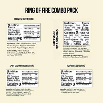 Fire Combo Pack, Spice and Seasoning Gift Set, Pack of 4 - Everything Spicy, Cajun Lovers, Buffalo, Hot Wings - Premium All Natural & Healthy Spice Blend - Low Sodium Grill Chicken